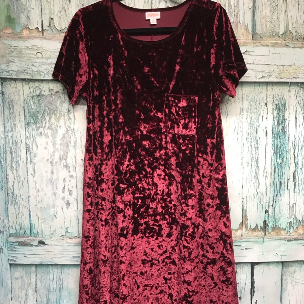 Lularoe Carly - Burgundy Crushed Velvet